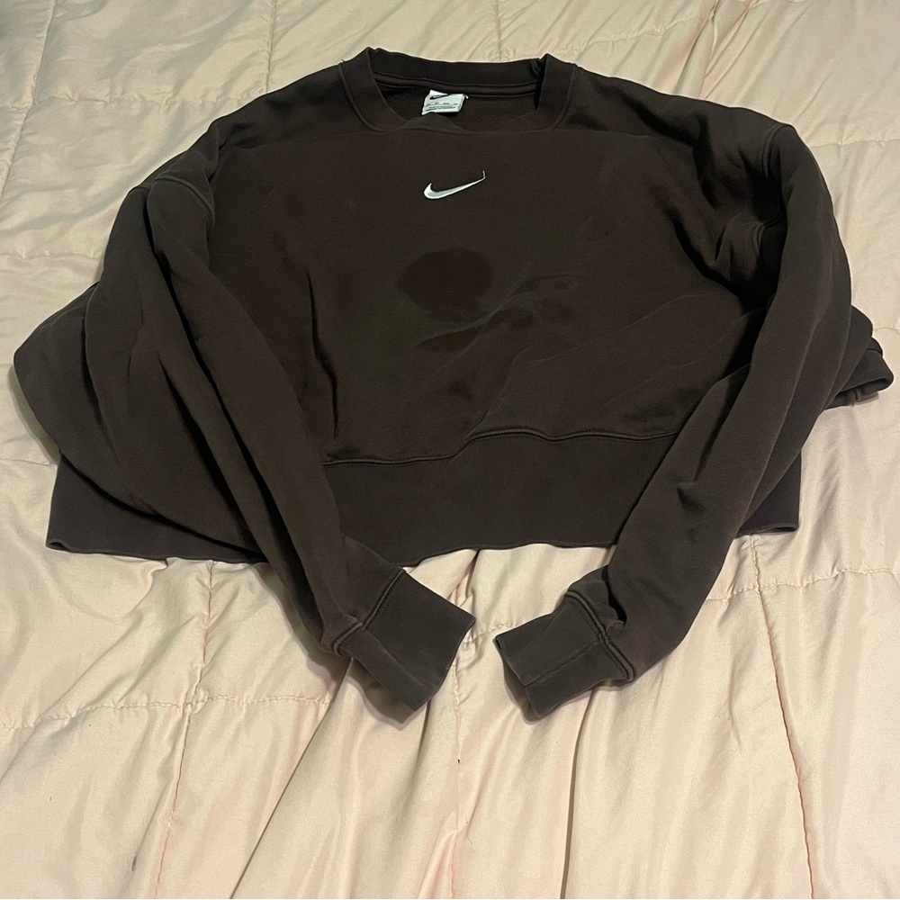 Nike Dark Brown Cropped Sweatshirt